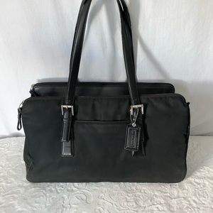 Vintage Coach twill & leather shoulder bag